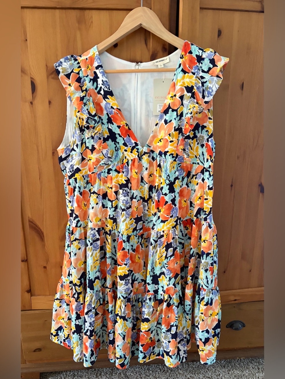 eesome Floral Mini Dress — Orange, Yellow, Blue, Navy